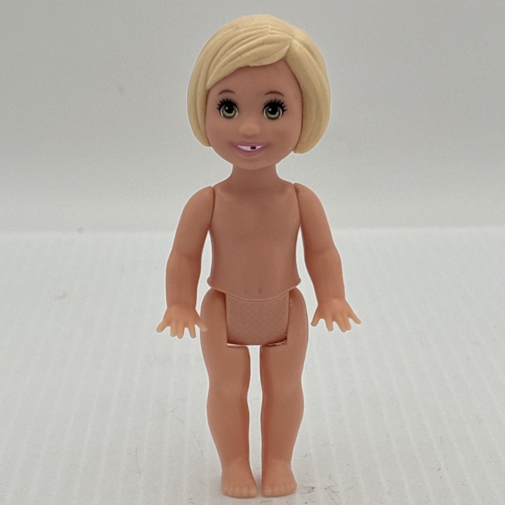 Barbie Chelsea 4" Doll Blonde Molded Hair Green Eyes Nude
